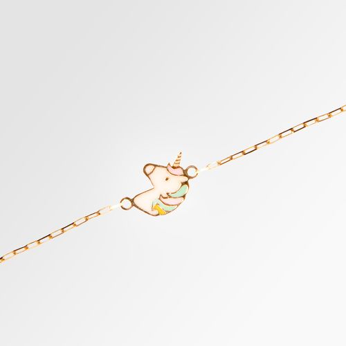 Pulseira de Bebê Feminina Unicórnio Ouro 18k - UNICO