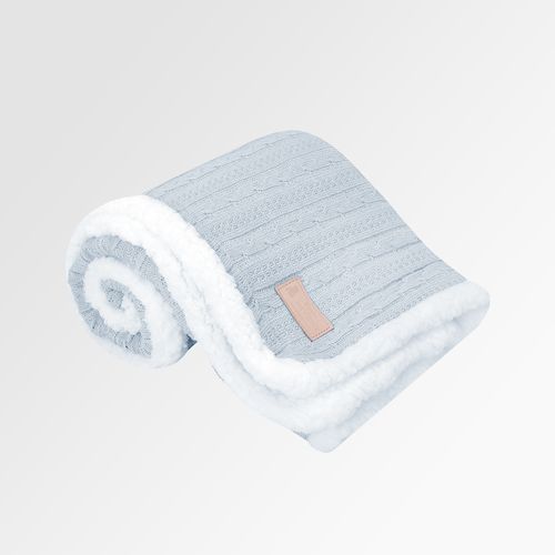 Manta de Bebê Tricot Trança Double Face - AZUL BEBE