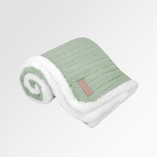 Manta de Bebê Tricot Trança Double Face - VERDE