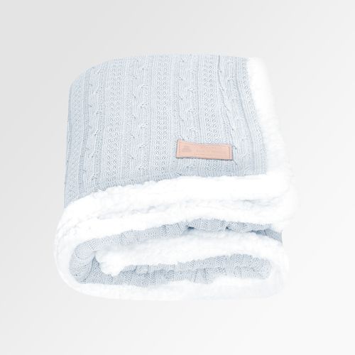 Manta de Bebê Tricot Trança Double Face - AZUL BEBE
