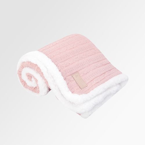 Manta de Bebê Tricot Trança Double Face - ROSE