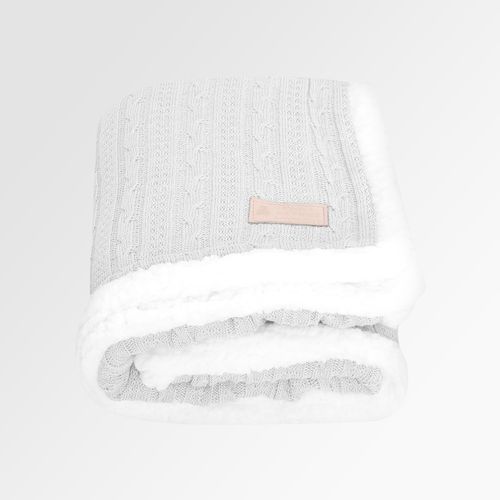 Manta de Bebê Tricot Trança Double Face - CINZA