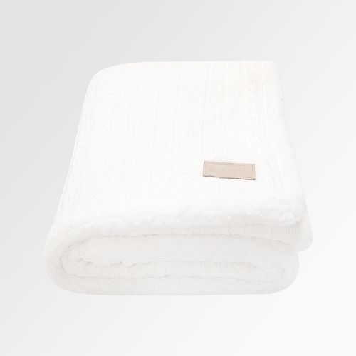 Manta de Bebê Tricot Trança Double Face - BRANCO