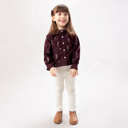 Bata de Bebê Feminina Manga Longa Cotton Fio 60 Bordada - BORDO