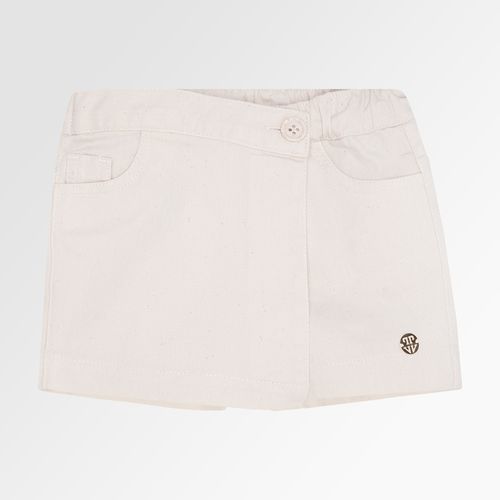 Shorts Saia de Bebê Feminino Sarja com Bolsos - BEGE