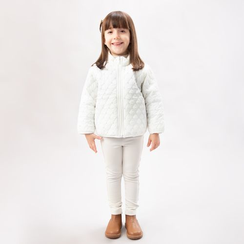 Casaco de Bebê Feminino Matelassê com Bordados - OFF WHITE