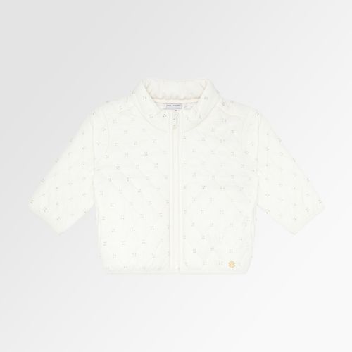 Casaco de Bebê Feminino Matelassê com Bordados - OFF WHITE