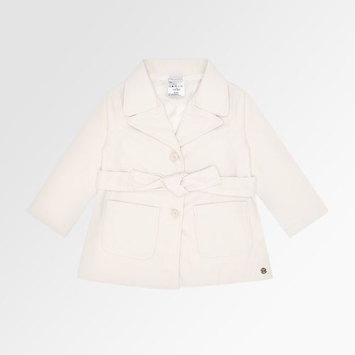 Casaco de Bebê Feminino Malha com Cinto - OFF WHITE