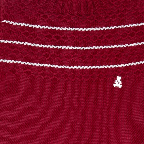 Saída de Maternidade Feminina Completa Tricot Gola Redonda Pala Correntes - VERM R.NIGHT/ BCO