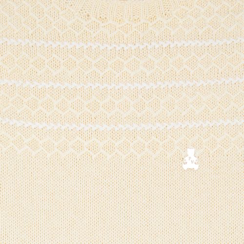 Saída de Maternidade Feminina Completa Tricot Gola Redonda Pala Correntes - AMARELO PÓ /BCO