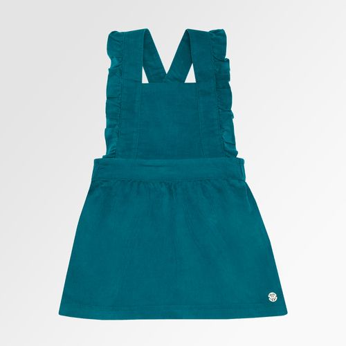 Salopete de Bebê Feminina Veludo com Babados - AZUL