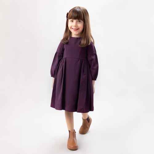 Vestido de Bebê Feminino Alfaiataria com Recortes - ROXO