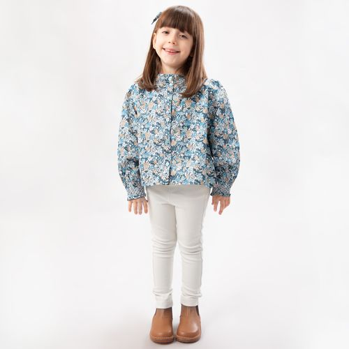 Bata de Bebê Feminina Manga Longa Algodão Egípcio Fio 60 Estampa Royals - AZUL