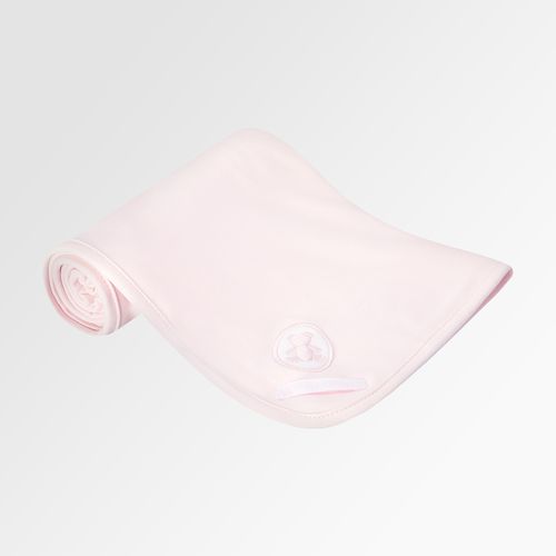 Manta de Bebê Egípcio Gold Fio 50 com Bordado de Urso - ROSA BEBE