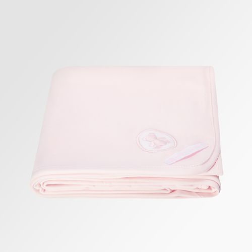 Manta de Bebê Egípcio Gold Fio 50 com Bordado de Urso - ROSA BEBE