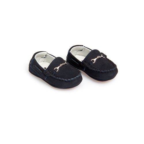 Mocassim de Bebê Masculino Couro Bridão - AZUL MARINHO
