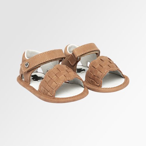 Sandália de Bebê Masculina Couro Trançada - CARAMELO