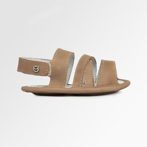 Sandália de Bebê Masculina Couro com Tiras Diagonais - CARAMELO TAN