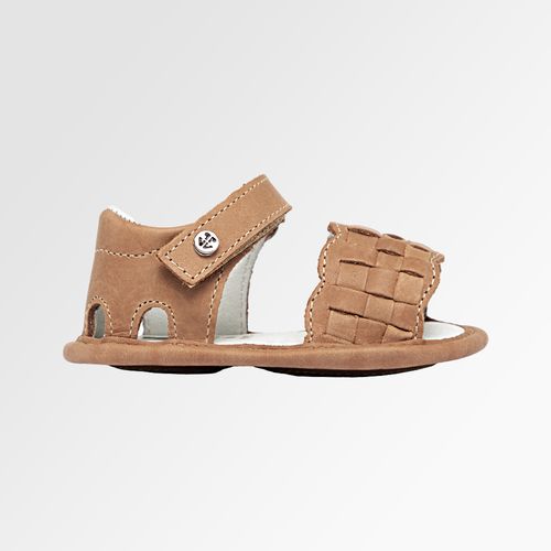 Sandália de Bebê Masculina Couro Trançada - CARAMELO