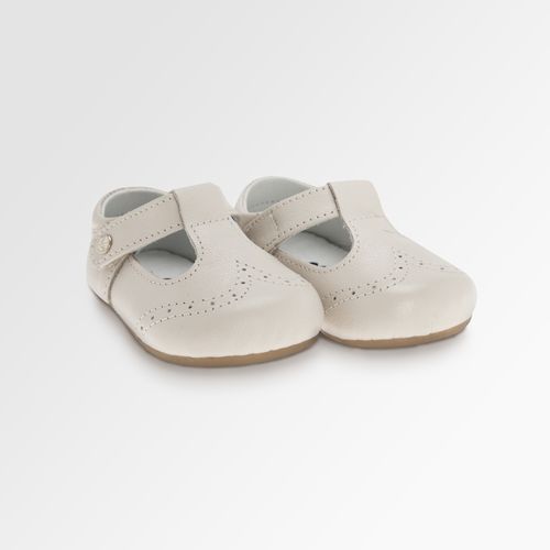 Sapato Boneca de Bebê Feminino Couro Detalhe Laser Frente - CONF OFF WHITE