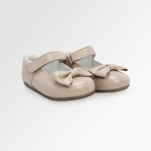 Sapato Boneca Toddler Feminino Couro Laço - BEGE OSTRA