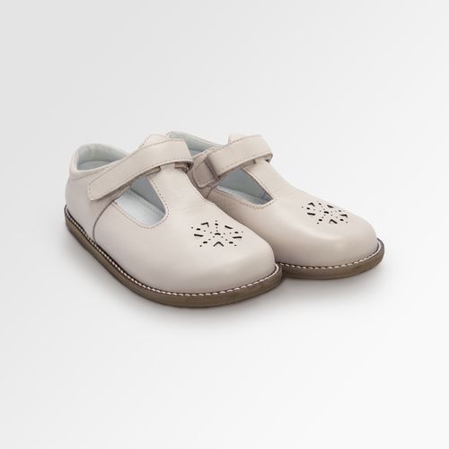 Sapato Boneca Toddler Feminino Couro Mary Jane Laser - OFF WHITE