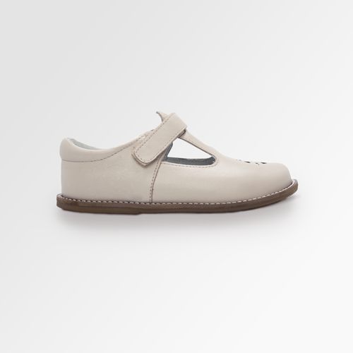 Sapato Boneca Toddler Feminino Couro Mary Jane Laser - OFF WHITE