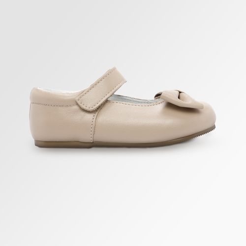 Sapato Boneca Infantil Feminino Couro Laço - BEGE OSTRA