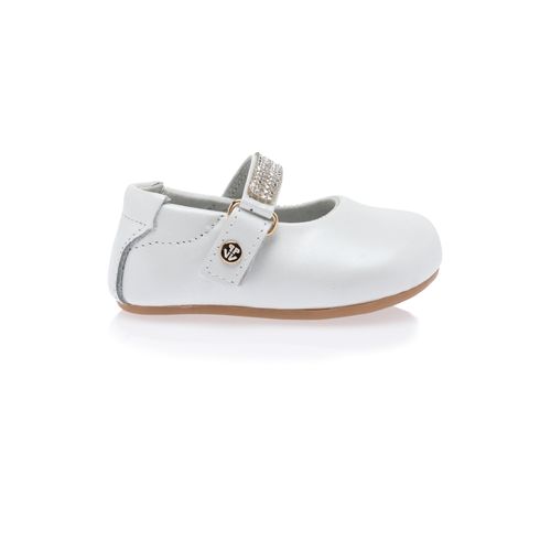 Sapato Boneca de Bebê Feminino Couro Cristal - BCO PÉROLA