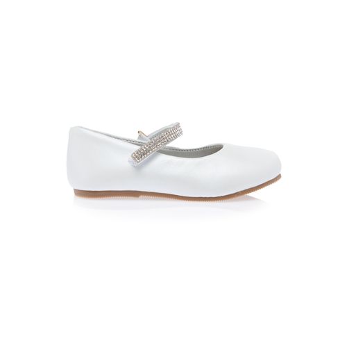 Sapato Boneca Infantil Feminino Couro Tiras Cristal - BCO PEROLA