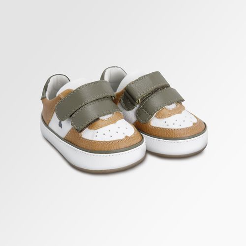 Tênis de Bebê Masculino Couro com Velcro - CARAMELO/VDE