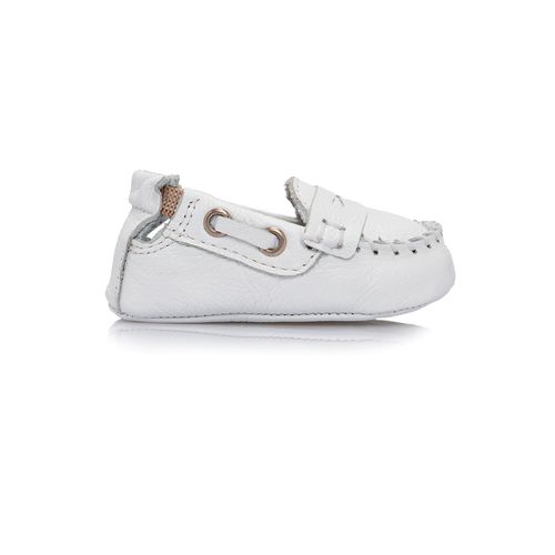 Mocassim de Bebê Masculino Couro Detalhe Vazado - BRANCO