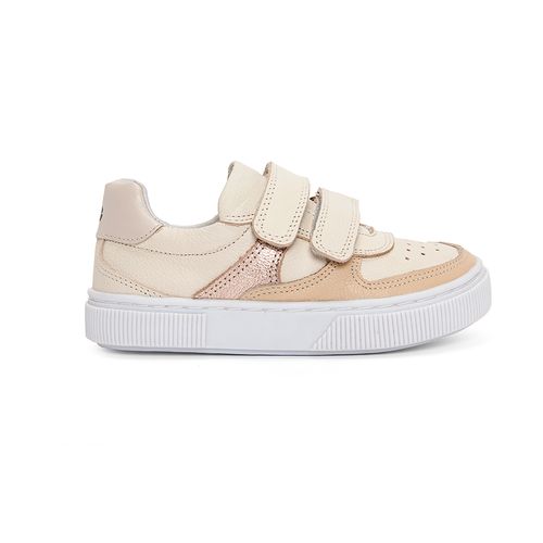 Tênis Infantil Feminino Couro com Tiras em Velcro - LUNAR COM ROSE CRISTAL