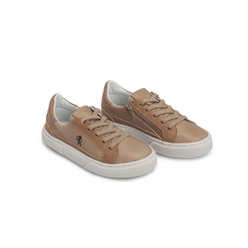 Tênis Infantil Masculino Couro Tiras Elásticas - PALHA