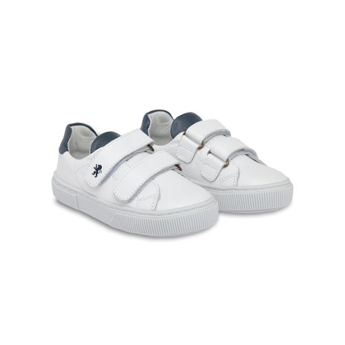 Tênis Infantil Masculino Couro Bicolor Velcro - BRANCO