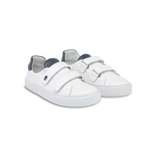 Tênis Infantil Masculino Couro Bicolor Velcro - BRANCO