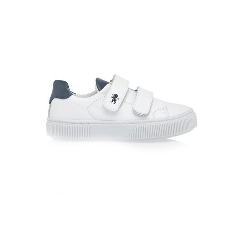 Tênis Infantil Masculino Couro Bicolor Velcro - BRANCO