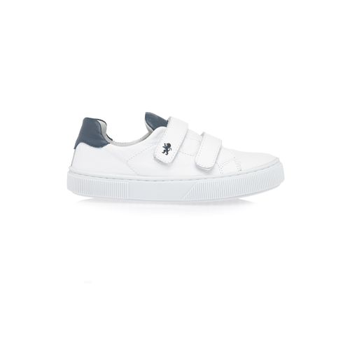 Tênis Infantil Masculino Couro Bicolor Velcro - BRANCO