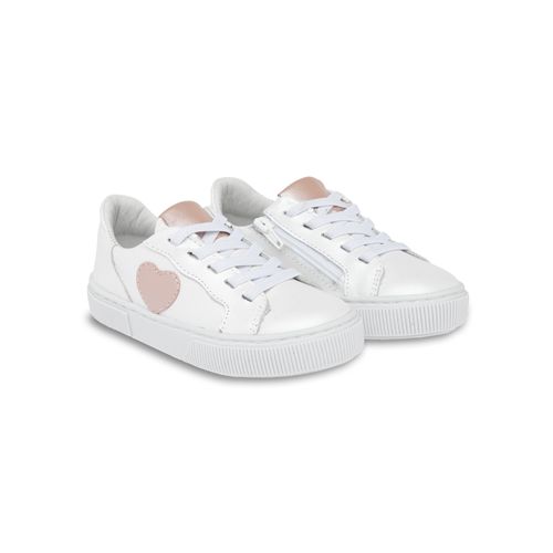 Tênis Toddler Feminino Couro Coração Lateral - BRANCO GLITTER