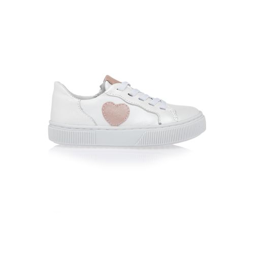 Tênis Toddler Feminino Couro Coração Lateral - BRANCO GLITTER