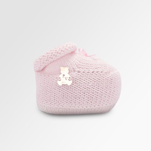 Botinha Tricot de Bebê Feminino com Bordado Rococó - ROSA