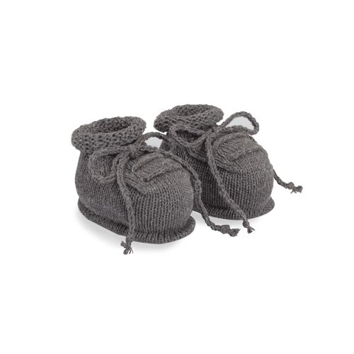 Botinha de Tricot Bebê Unissex Crochet - CINZA CHUMBO