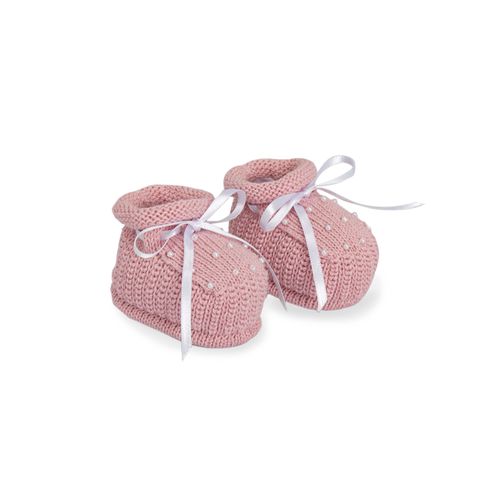 Sapatinho de Tricot Bebê Feminino Pérolas - ROSA