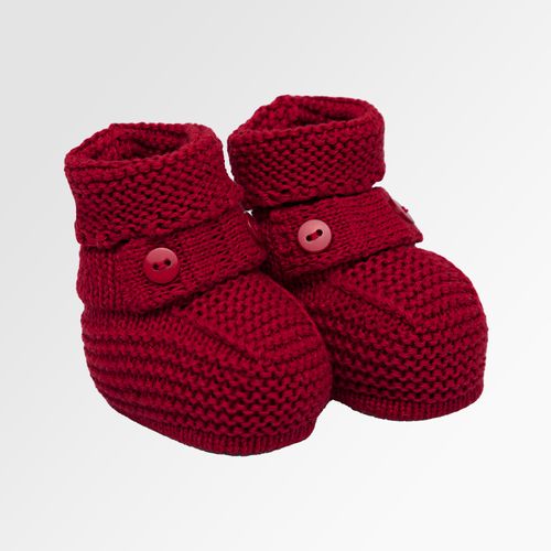 Sapatinho de Tricot Bebê Masculino com Botão - VERMELHO