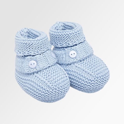 Sapatinho de Tricot Bebê Masculino com Botão - AZUL BL.SKY
