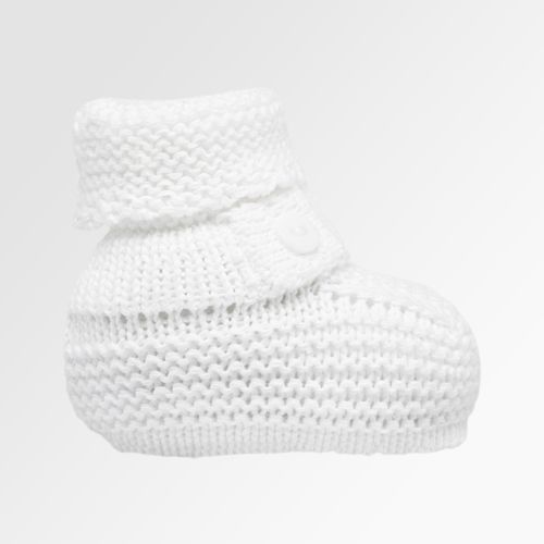 Sapatinho de Tricot Bebê Masculino com Botão - BRANCO