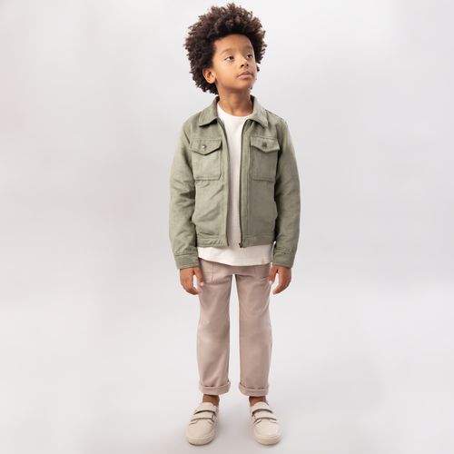Casaco Infantil Masculino Suede com Recortes - VERDE
