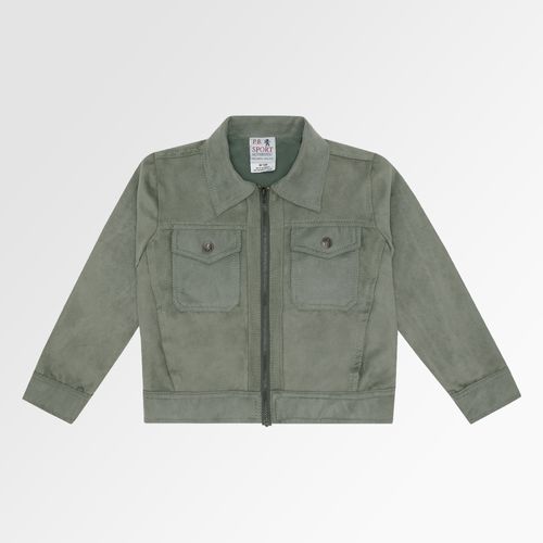 Casaco Infantil Masculino Suede com Recortes - VERDE