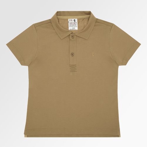 Camiseta Polo Infantil Masculina Manga Curta Malha Pima - OCRE