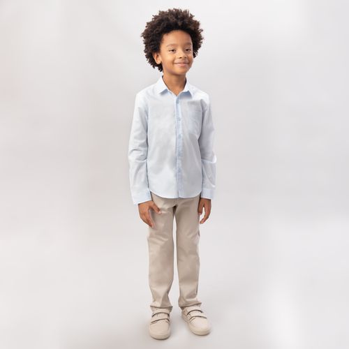 Camisa Infantil Masculina Manga Longa Ravel Fio 60 com Bolso - AZUL BEBE
